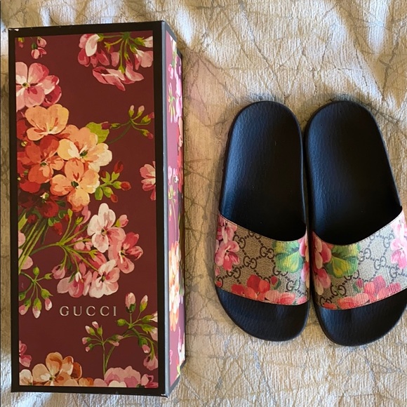 gucci floral slides size 8